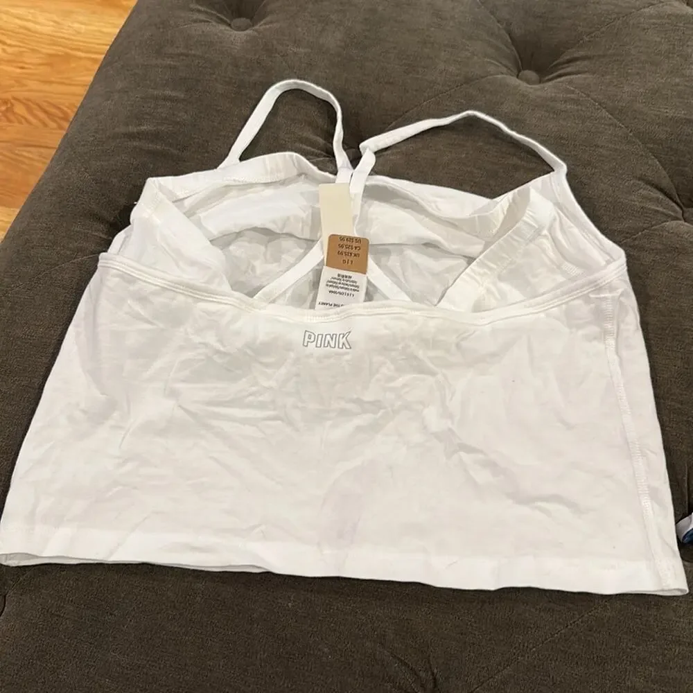 Pink Victoria’s Secret cropped cami with liner size large NWT